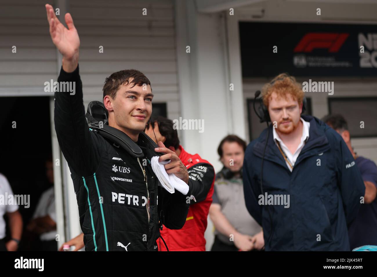 Mogyorod, Hungary. 30th July 2022; The Hungaroring, Mogyoród, Hungary: FIA Formula 1 Grand Prix, qualifying sessions: Mercedes AMG Petronas F1 Team, George Russell takes pole for tomorrows race Credit: Action Plus Sports Images/Alamy Live News Stock Photo