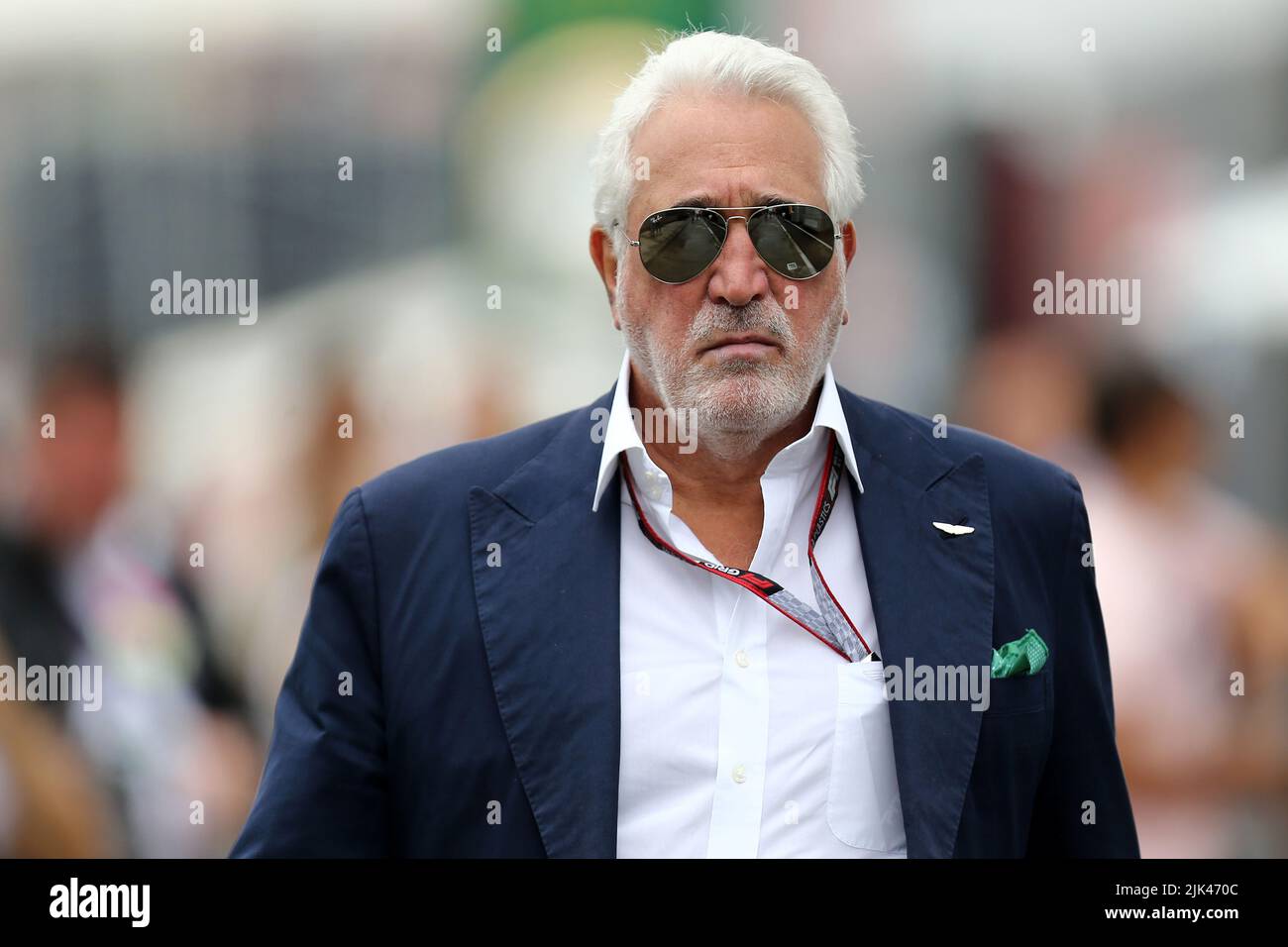 Mogyorod, Hungary. 30th July, 2022. Owner of Aston Martin F1 Team Lawrence Stroll   in the paddock during final practice for the F1 Grand Prix of Hungary. Credit: Marco Canoniero/Alamy Live News Stock Photo