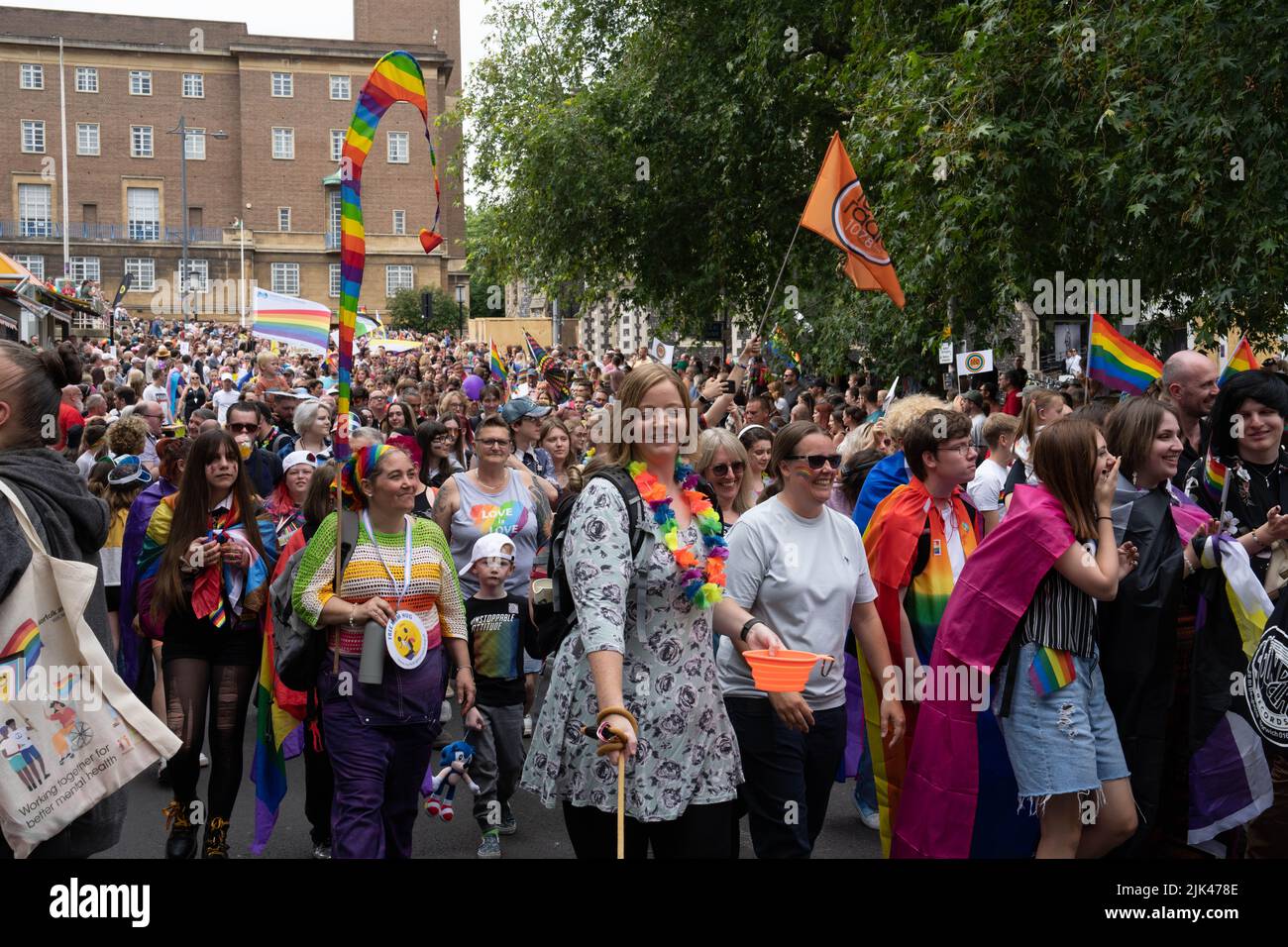Pride March through Norwich City centre for LGBT on Saturday 30th July 2022 Stock Photo