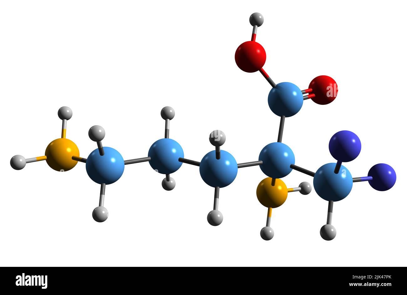 3D image of Eflornithine skeletal formula - molecular chemical structure of  African trypanosomiasis medication isolated on white background Stock Photo