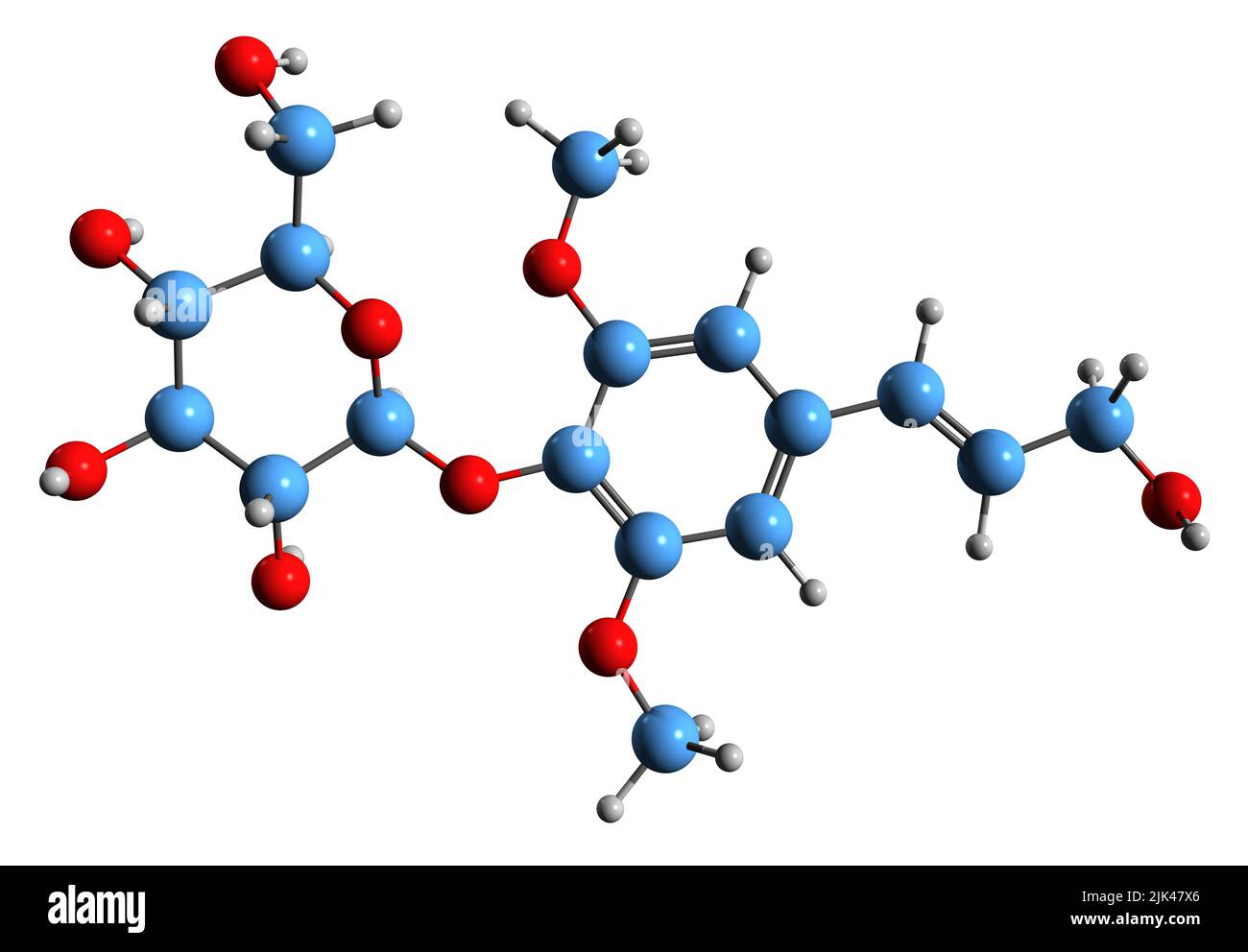 3D image of  skeletal formula - molecular chemical structure of syringin isolated on white background Stock Photo
