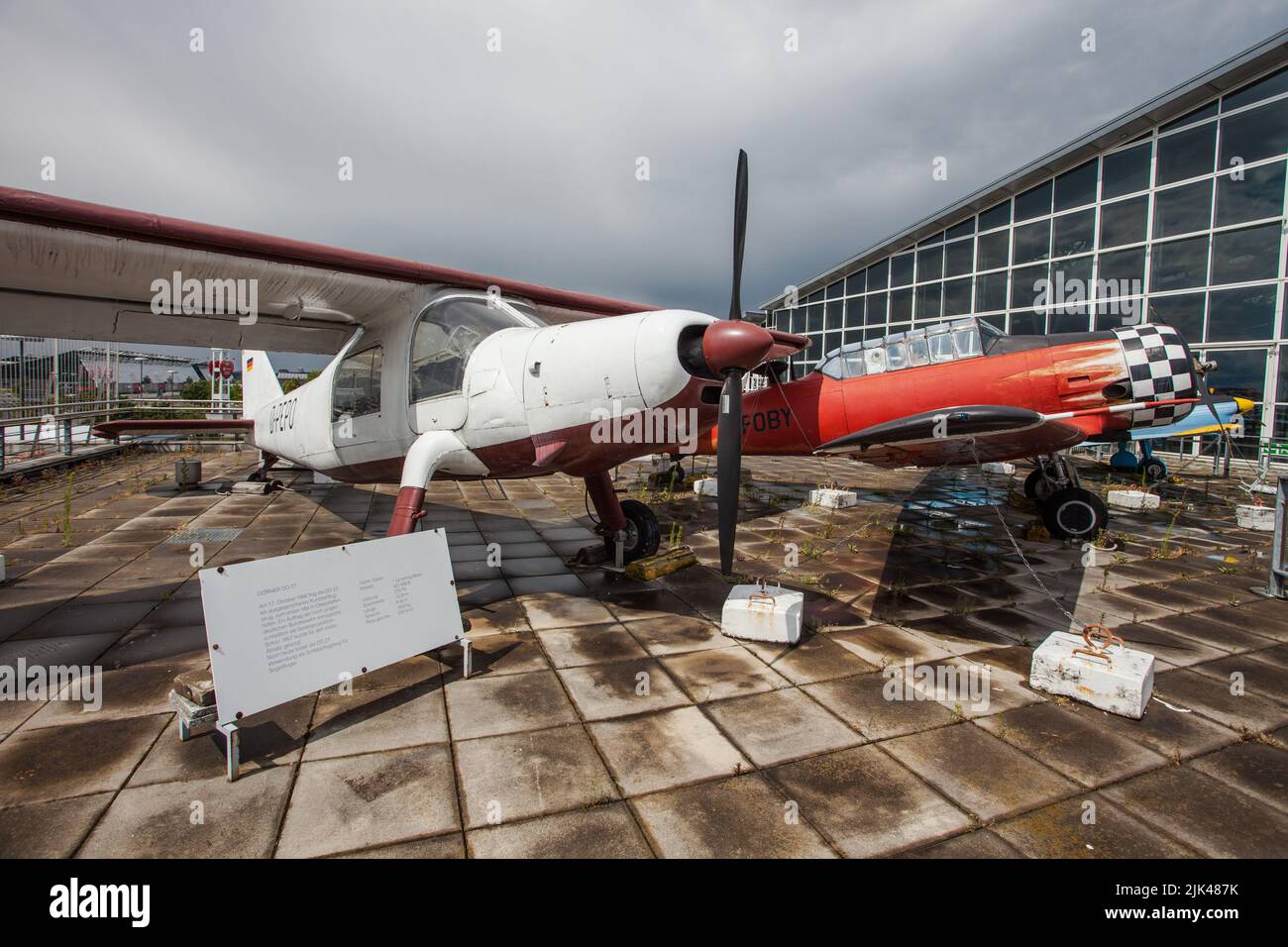 Stuttgart airport, Germany, open space airplane museum, Dornier Do 27 airplane on display Stock Photo