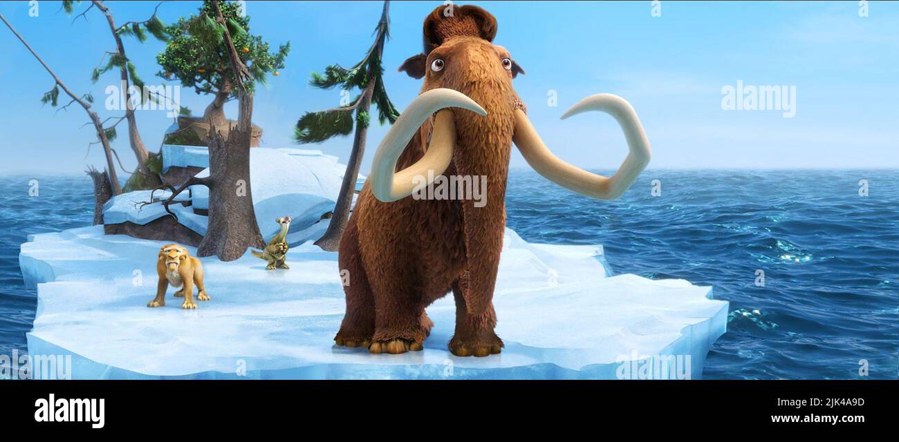 DIEGO,SID,MANNY, ICE AGE: CONTINENTAL DRIFT, 2012 Stock Photo