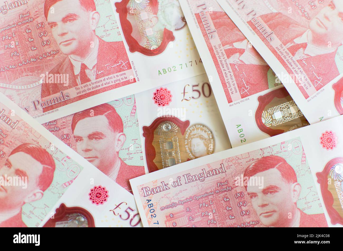 Sterling pound large denomination 50 polymer notes Stock Photo