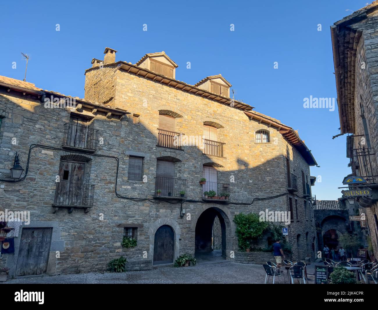 restored and modernised period property in the town of Ainsa Spain Stock Photo