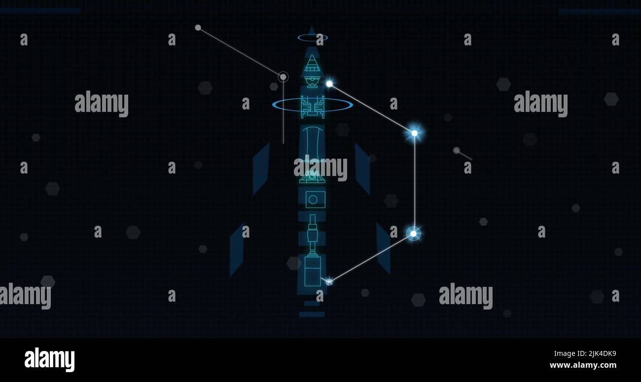 Image of network of connections with hexagons and data Stock Photo - Alamy