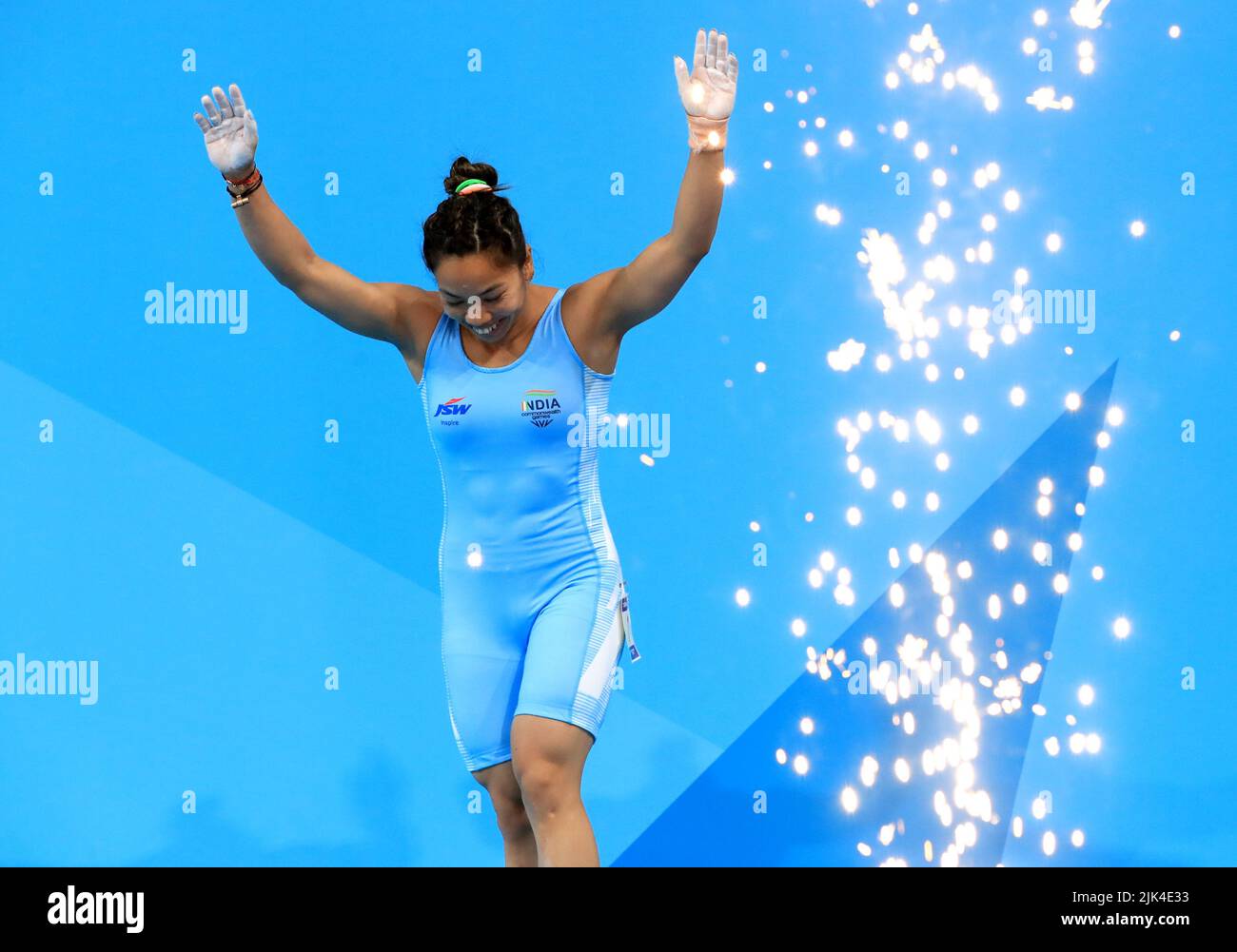 India’s Chanu Saikhom Mirabai during the Women’s 49kg Weightlifting
