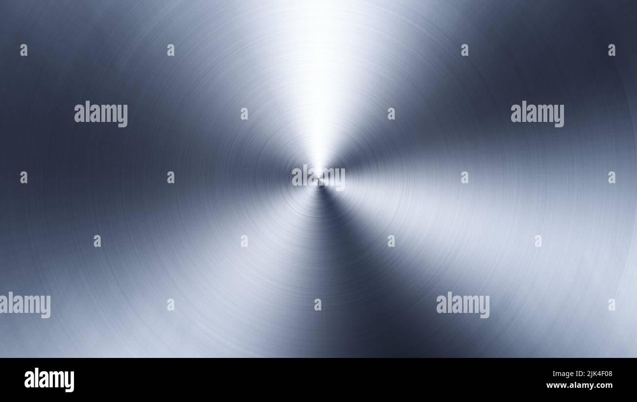 Polished brushed metal radial background. Nickel, chrome, titan, steel, alloy texture. Technology concept Stock Photo