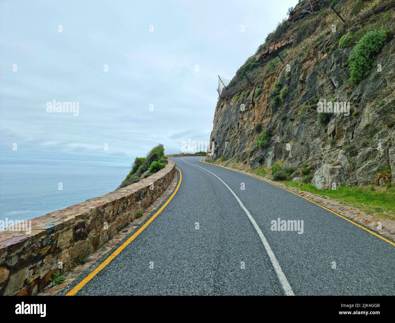 Rocky and scenic Chapman's peak drive between Hout bay and Noordhoek in Cape town South Africa Stock Photo