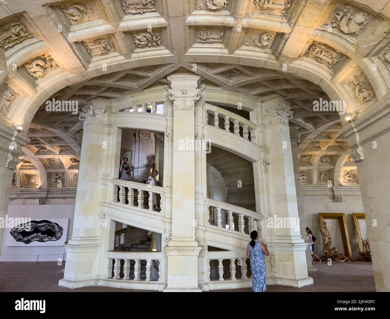 double helix staircase of the Chateau de Chambord in the Loire Valley Stock Photo