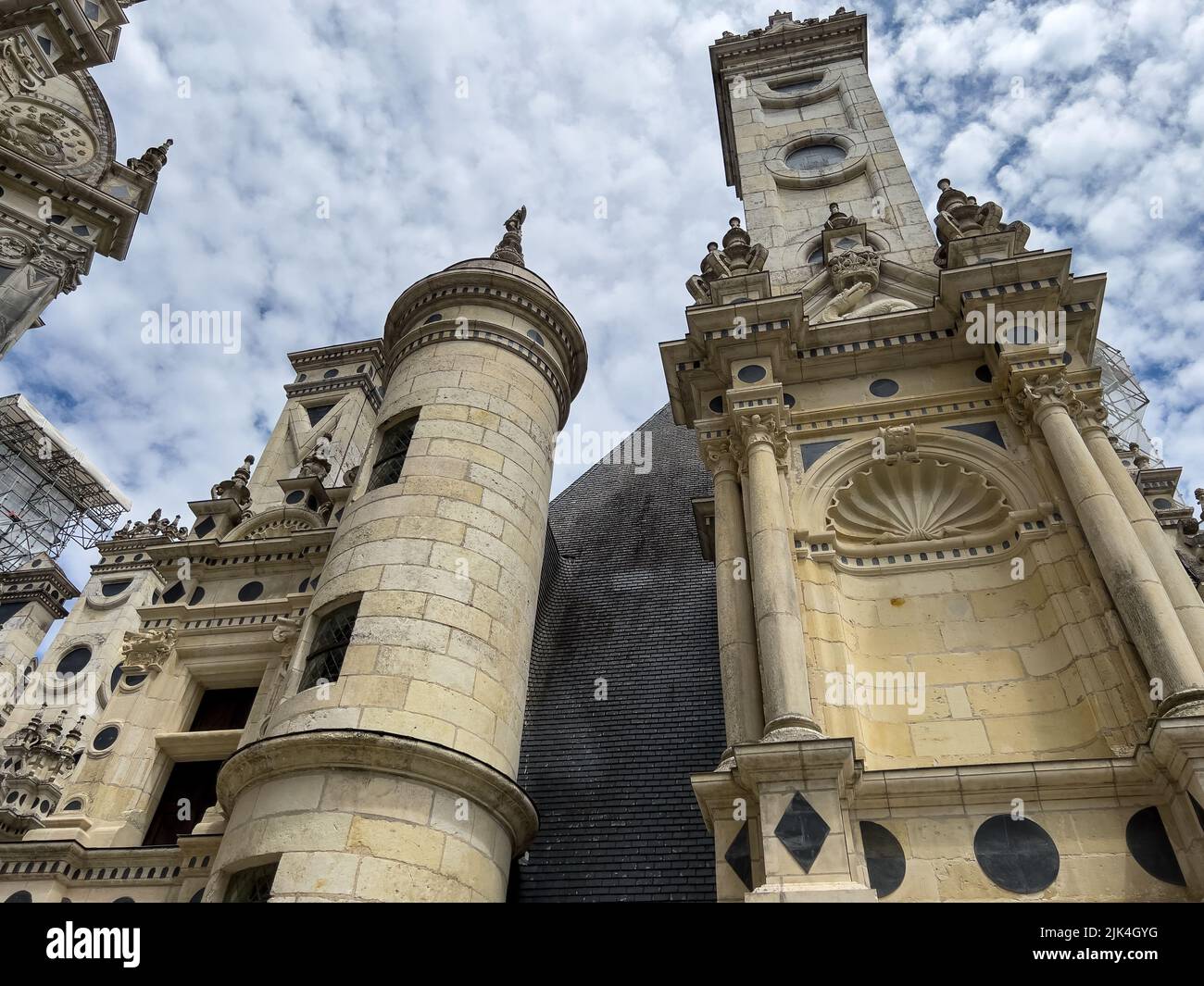 Image showcasing hand finished stonework of the Chateau de Chambord rooftops in the ...