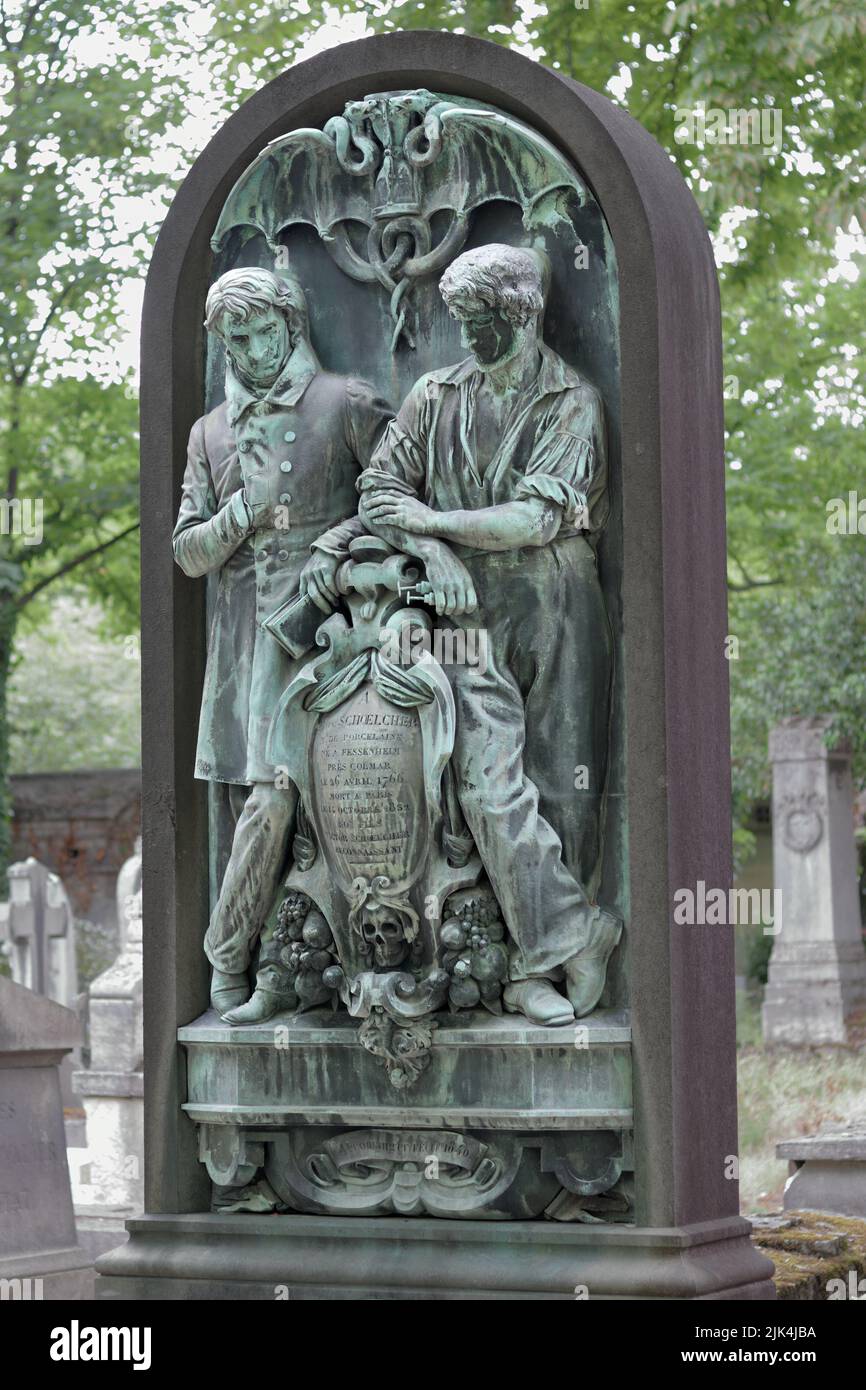 Paris, France - June 21, 2019: Monument of Victor Schoelcher (1804-1893) and Marc Schoelcher (1766-1832) in cemetery Pere-Lachaise Stock Photo