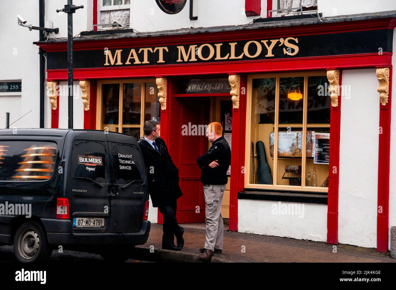 Bulmers Cider van in front Matt Molloy's famous Irish pub in Westport, Ireland. Stock Photo