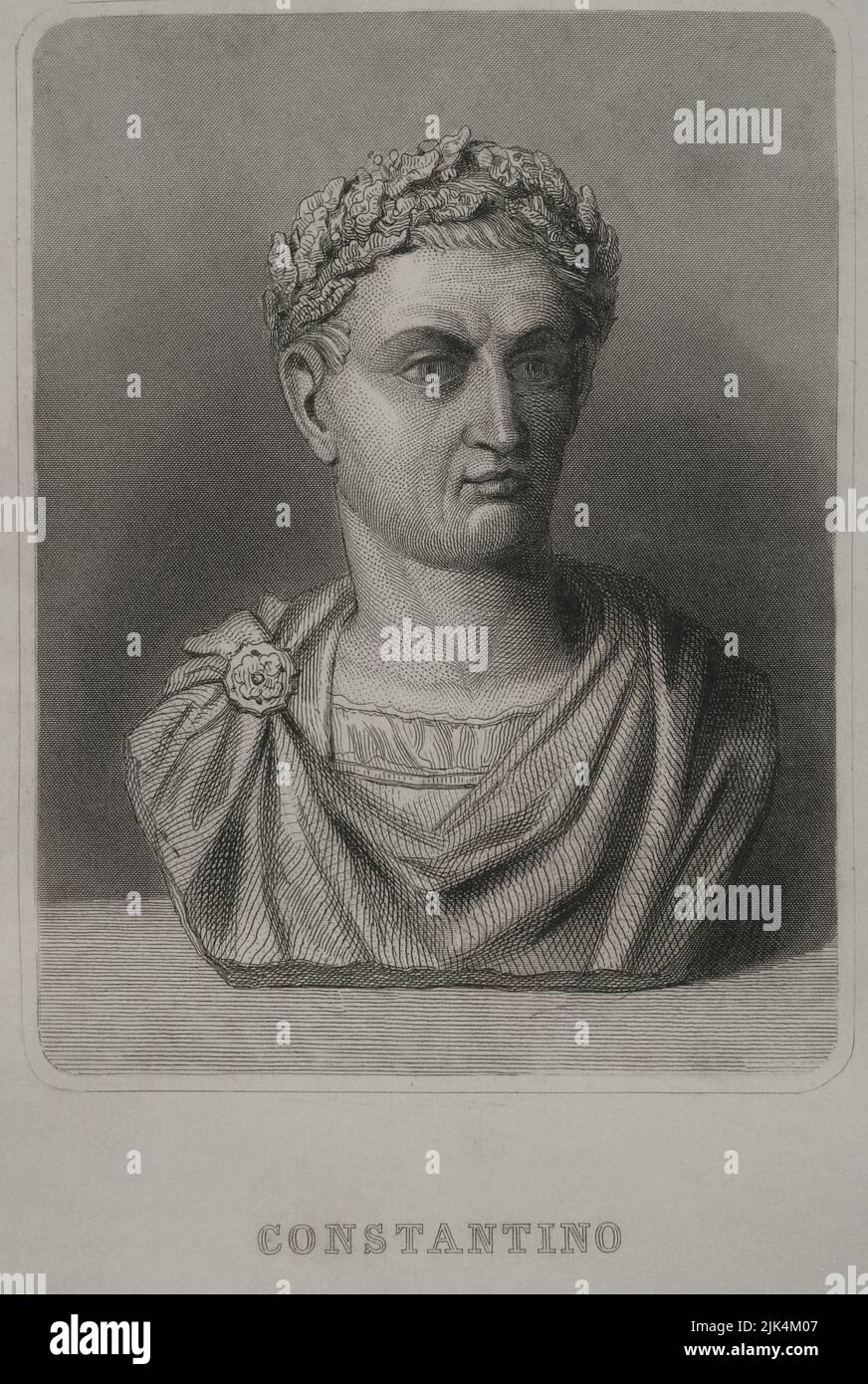 Constantine I the Great (Gaius Flavius Valerius Constantinus) (ca. 272 - 337). Roman emperor. Portrait. Engraving. 'Historia Universal)', by César Cantú. Volume II, 1854. Stock Photo