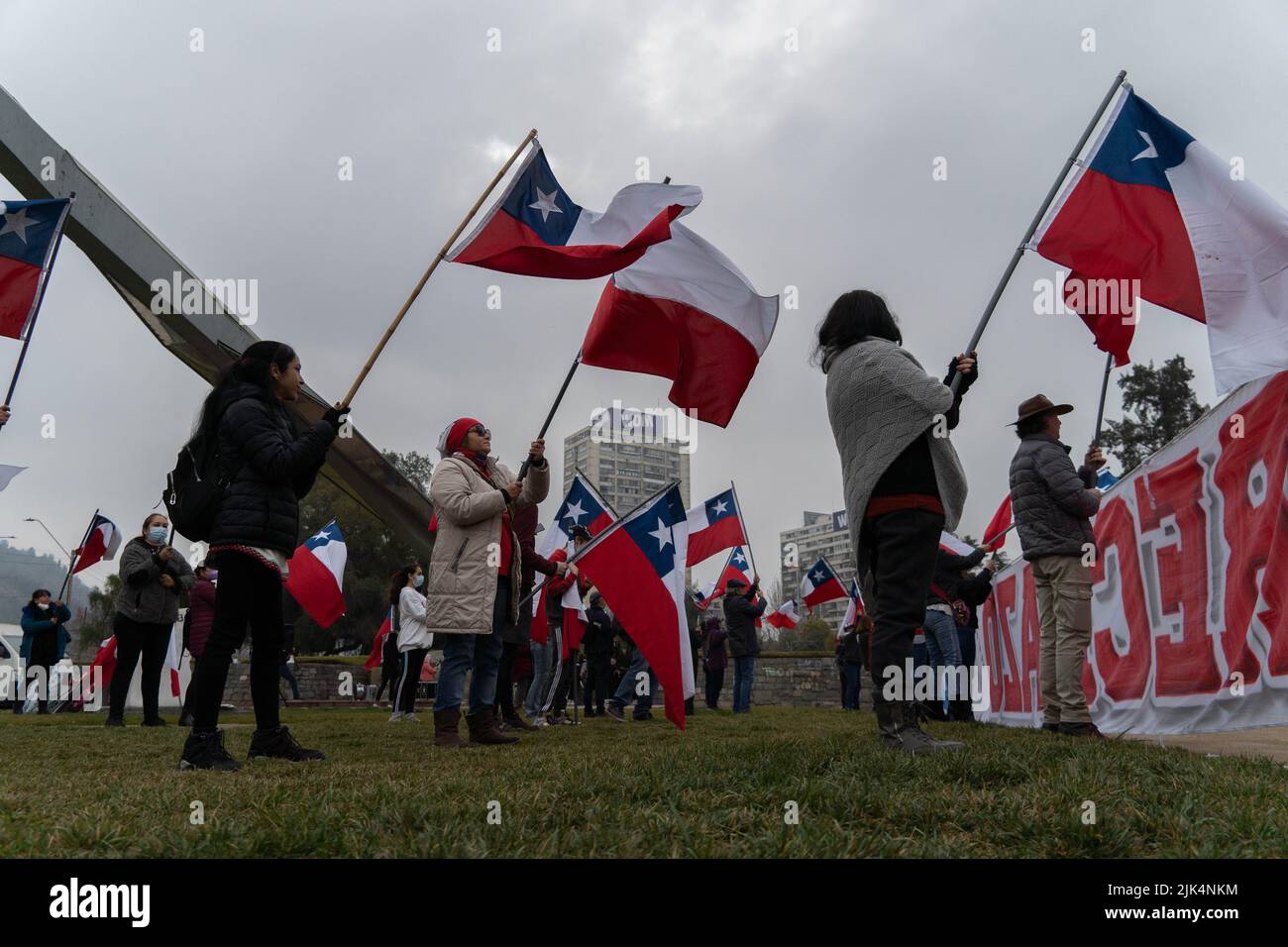 Santiago, Metropolitana, Chile. 30th July, 2022. People against the new proposed constitution take part in a rally in Santiago, Chile. On September 4, Chile will vote on whether to approve or reject the new constitution. (Credit Image: © Matias Basualdo/ZUMA Press Wire) Stock Photo