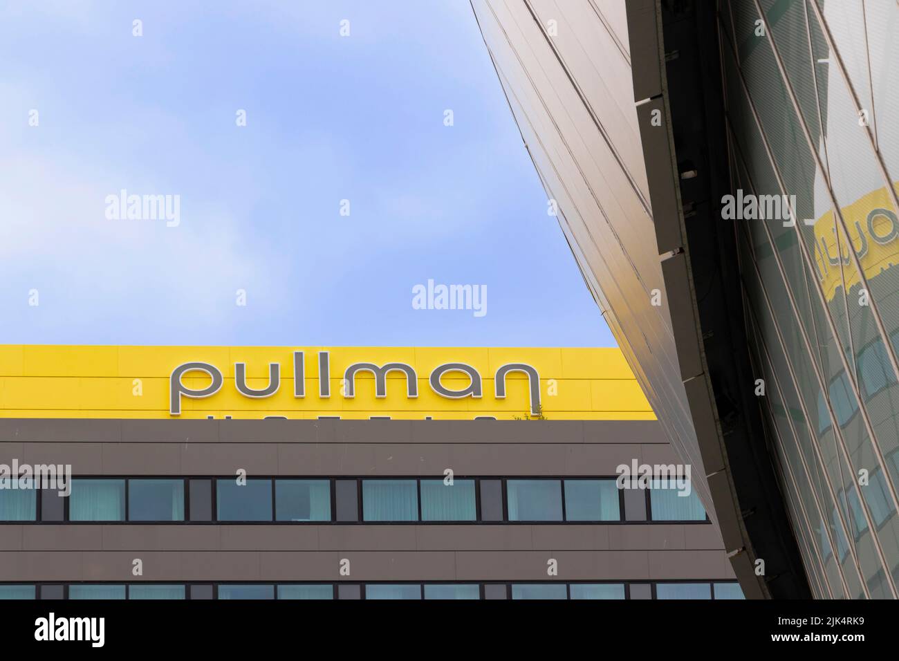 Pullman hotel sign logo on top of modern building in Liverpool part of ...