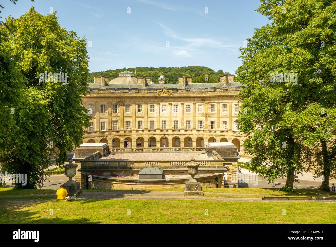 Crescent Hotel and Spa, Grade II-listed building in Buxton Derbyshire seen here with the pump room in the foreground Stock Photo