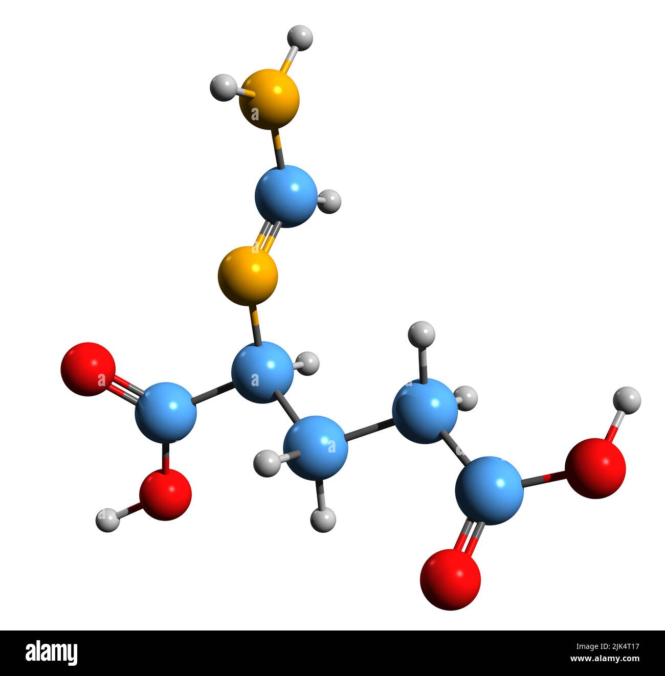 3D image of Formiminoglutamic acid skeletal formula - molecular chemical structure of formiminoglutamate isolated on white background Stock Photo