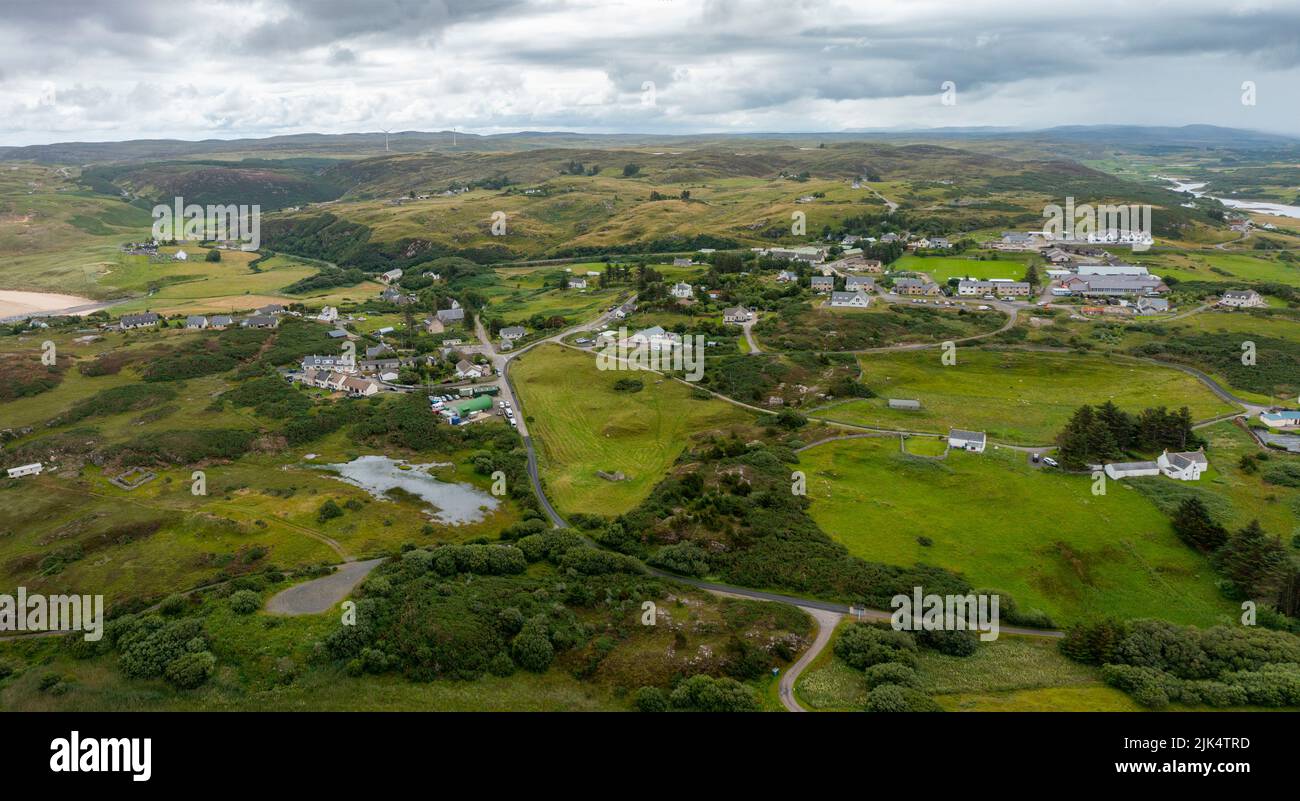 Aerial view of Bettyhill on North Coast 500 in Scotland, UK Stock Photo