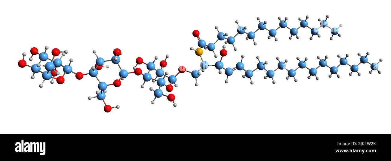 3D image of Globotriaosylceramide skeletal formula - molecular chemical structure of  globoside isolated on white background Stock Photo
