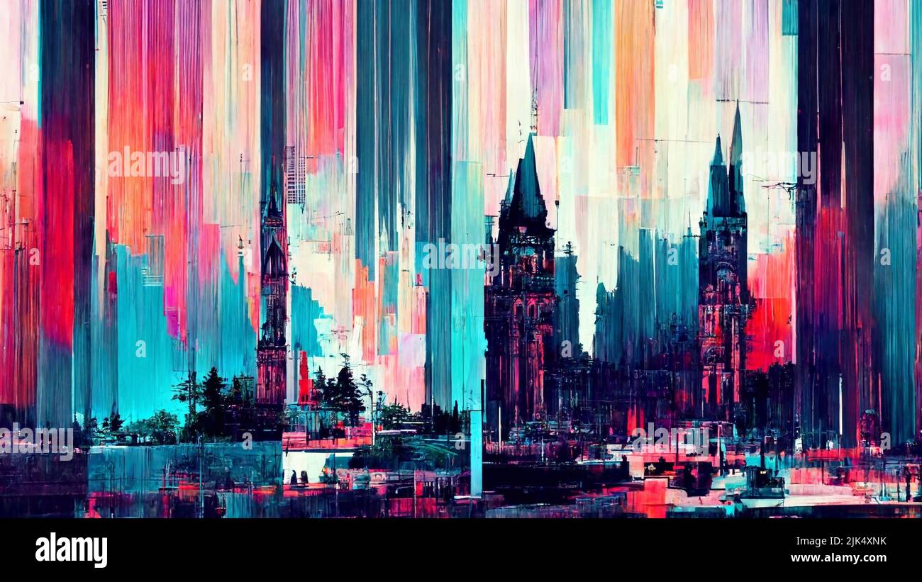 Abstract Gothic Art sketch illustration dark mood and ambience with a gritty and strong outline vampires darkness church cathedral Stock Photo