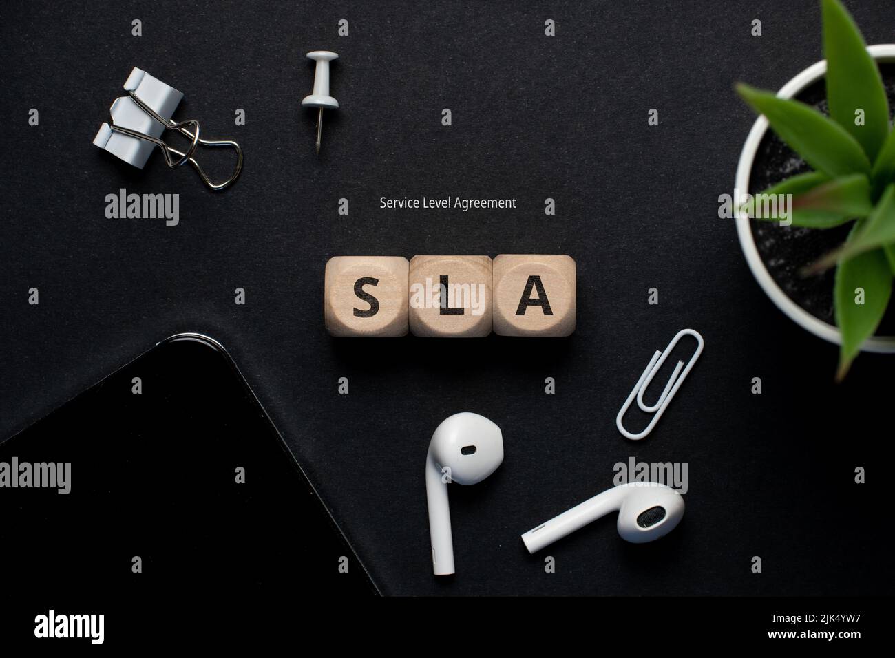 Concept business marketing acronym SLA or Service Level Agreement Stock