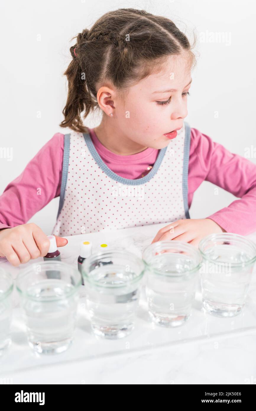 Easter egg coloring. Mixing food coloring with water and a dash of ...