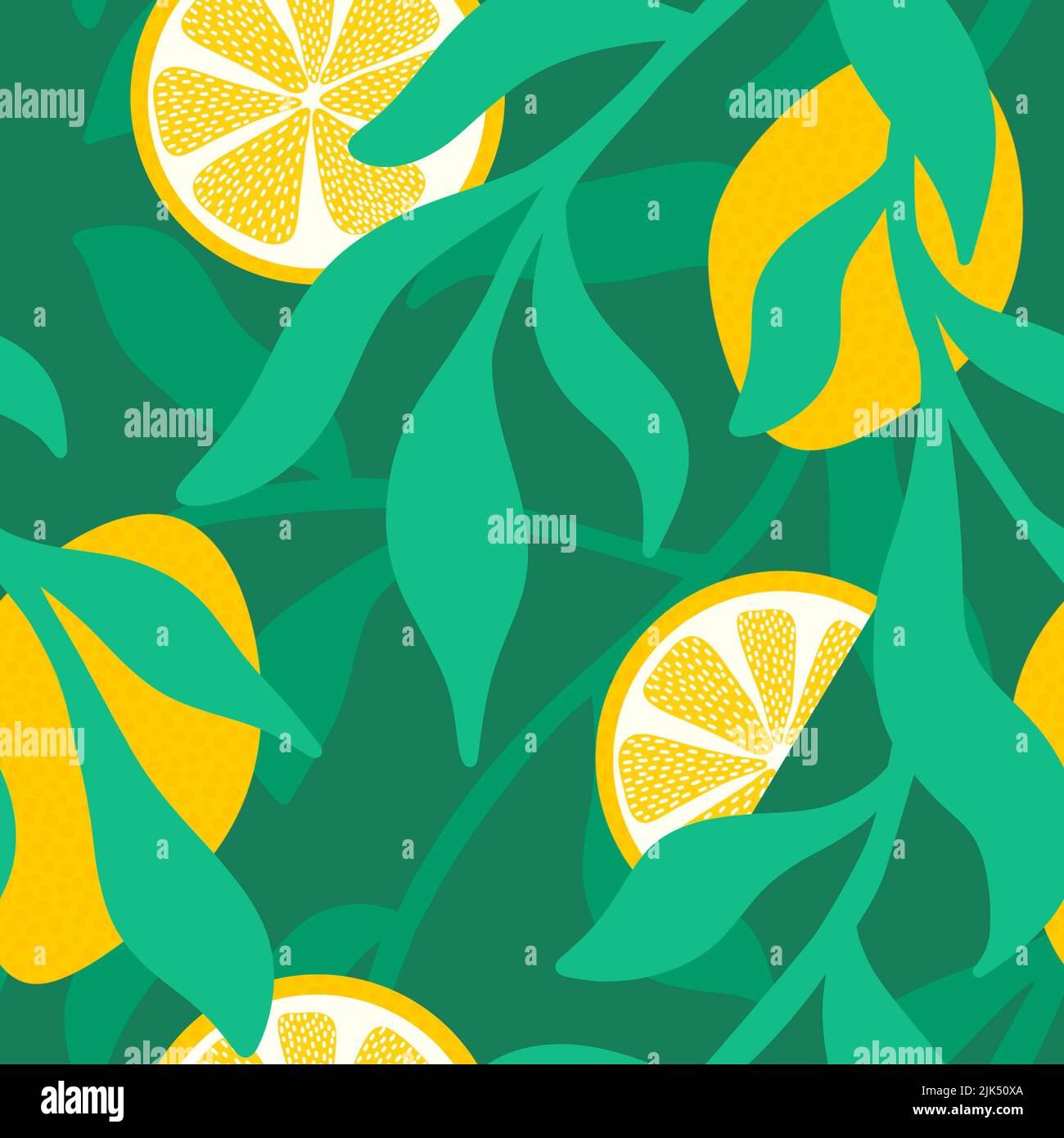 Summer fruit seamless lemon and leaves pattern for wrapping paper and ...
