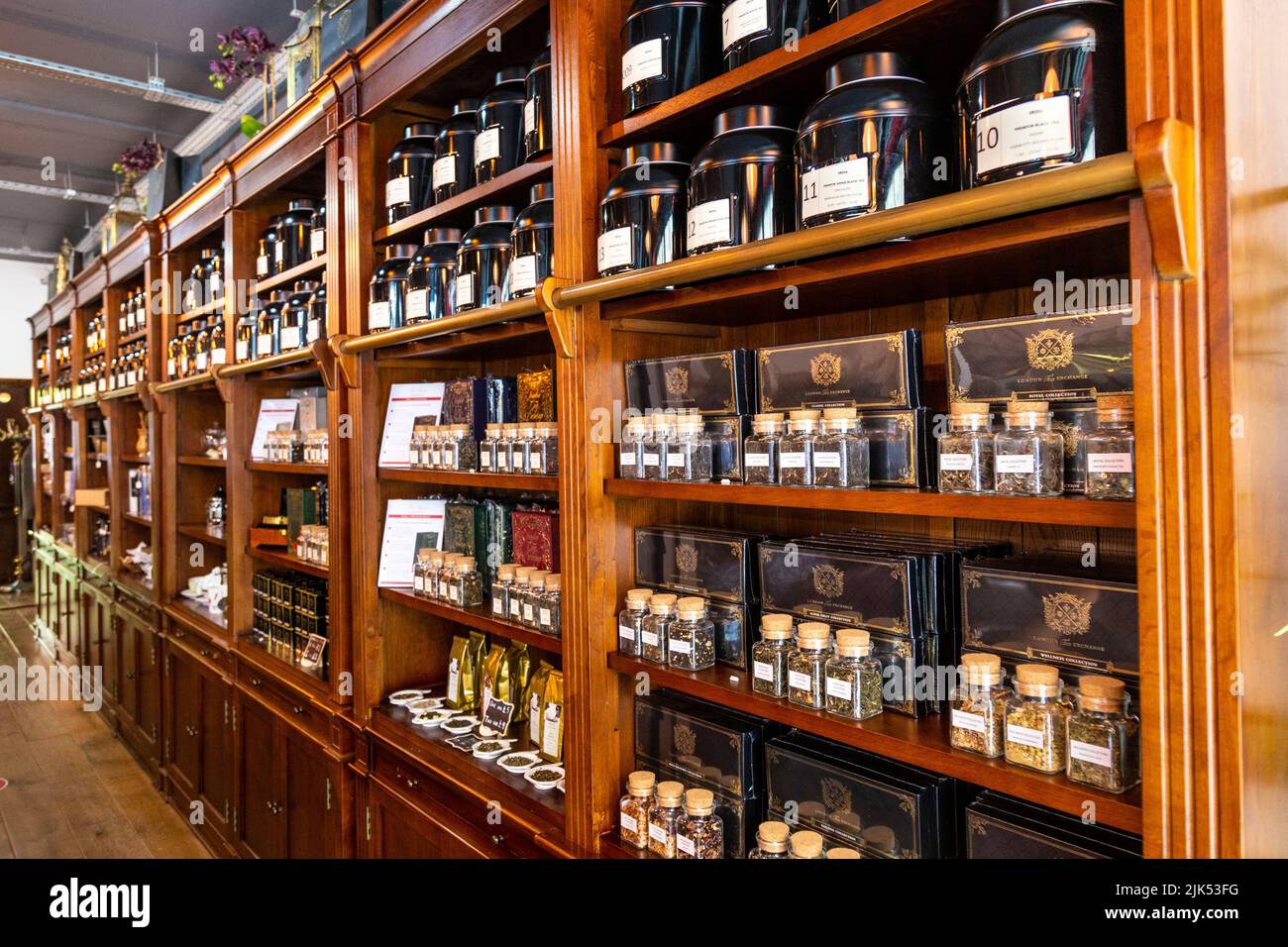 Interior of London Tea Exchange tea house on Brick Lane, London, UK