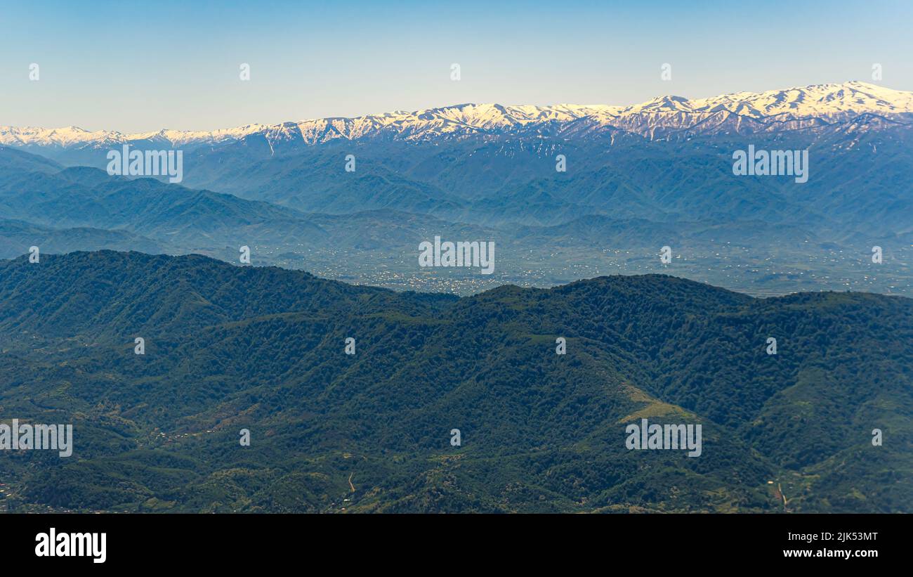 magnificent scenic drone shot of Caucasus mountains, Georgia, Europe. High quality photo Stock Photo