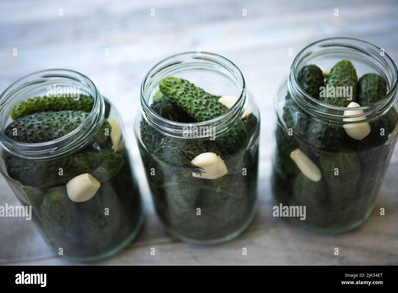 The process of canning pickled gherkins for the winter, pickles