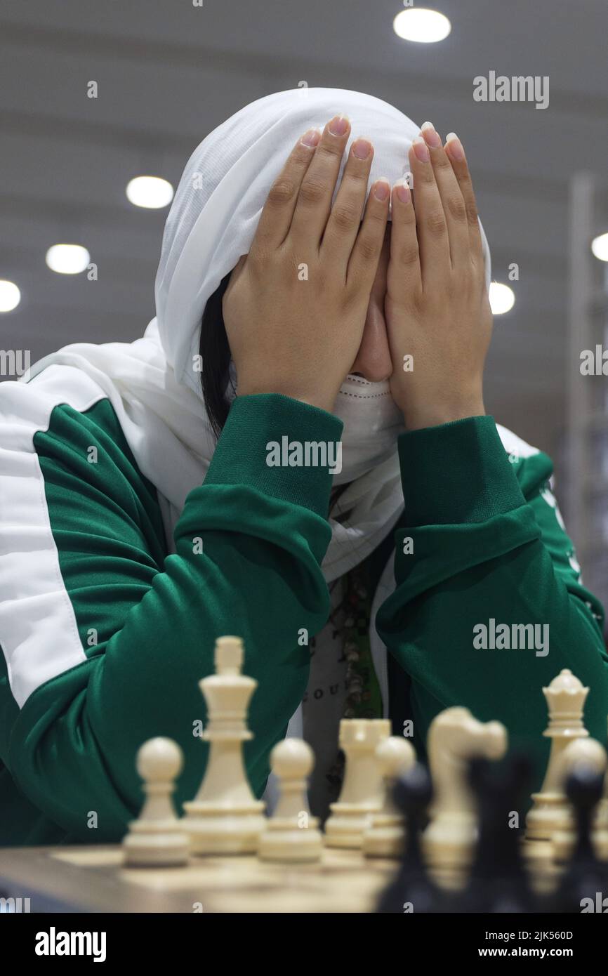 Chennai, Tamil Nadu, India. 30th July, 2022. An international chess player  thinks before making the next move during the second round of the 44th Chess  Olympiad in Chennai. (Credit Image: © Sri