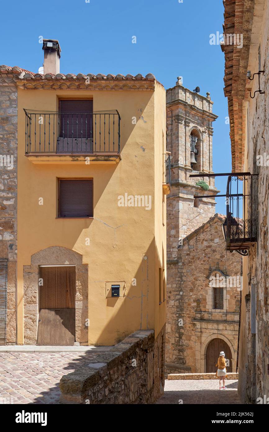church of El Salvador on Abadia street in the town of Culla, declared the most beautiful in Spain, Castellon, Spain, Europe Stock Photo