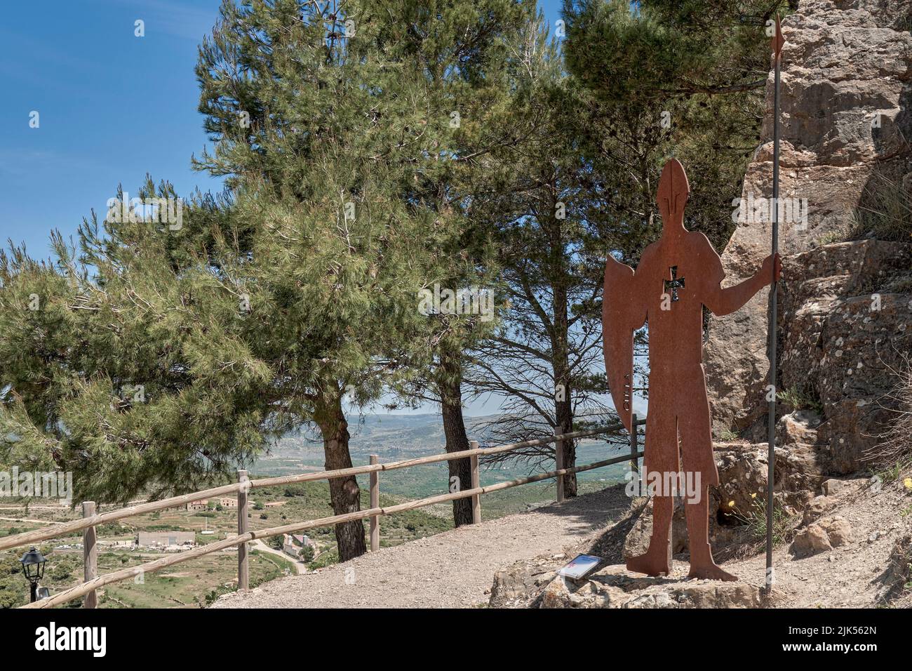 Statues and sculptures of the Templar Order in the castle of the town of Culla, declared the most beautiful in Spain, Castellon, Spain, Europe Stock Photo