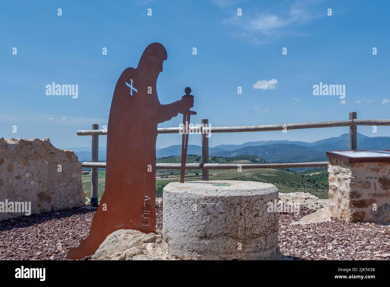 Statues and sculptures of the Templar Order in the castle of the town of Culla, declared the most beautiful in Spain, Castellon, Spain, Europe Stock Photo