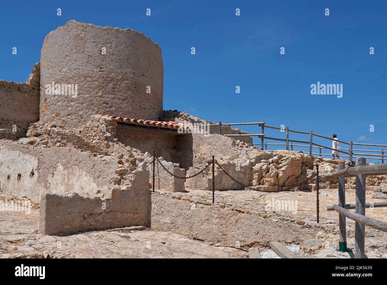 Remains of the castle from the Muslim period and the Templar Order in the town of Culla, declared the most beautiful in Spain, Castellon, Spain, Stock Photo