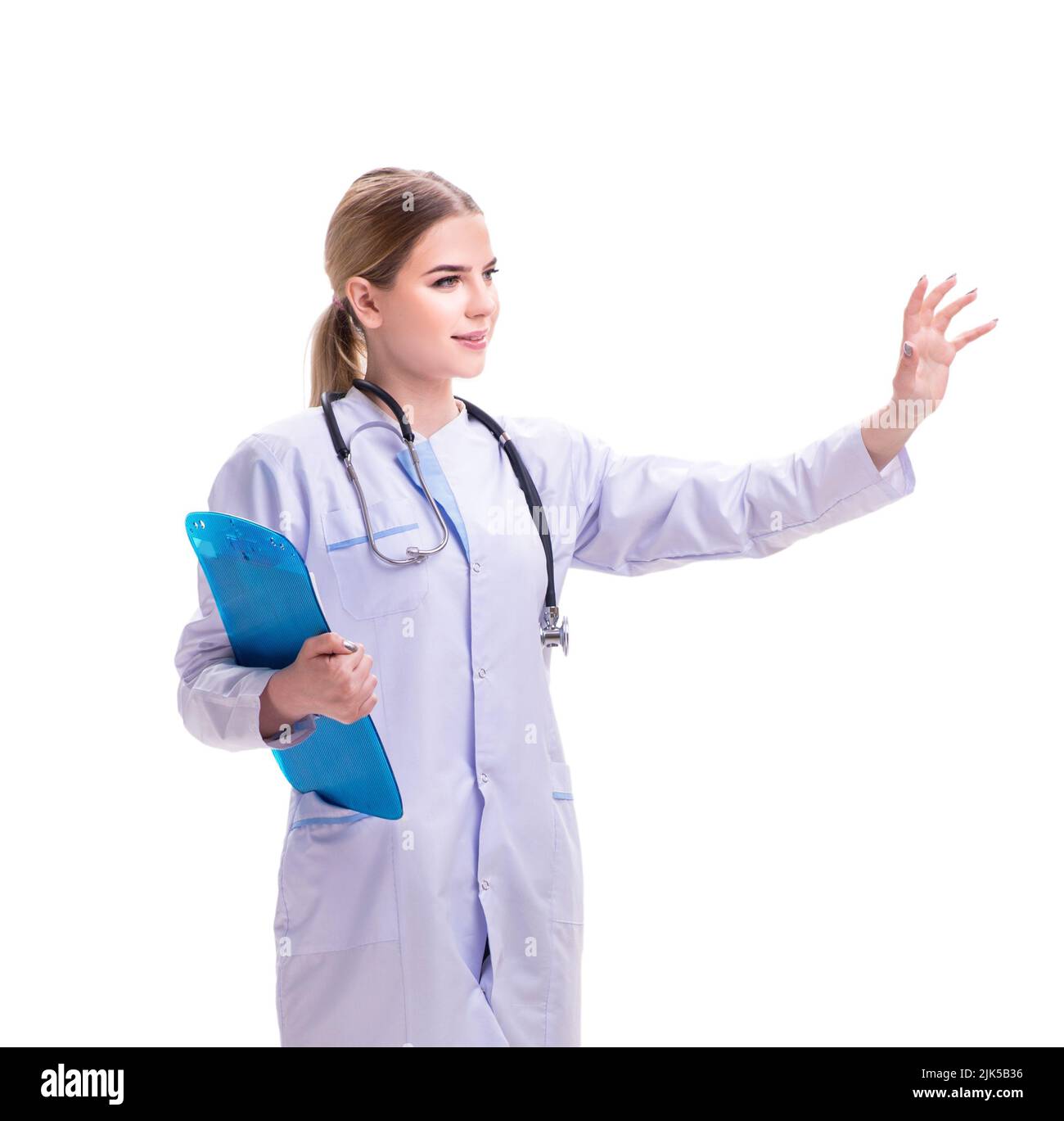 The young woman doctor isolated on white background Stock Photo - Alamy