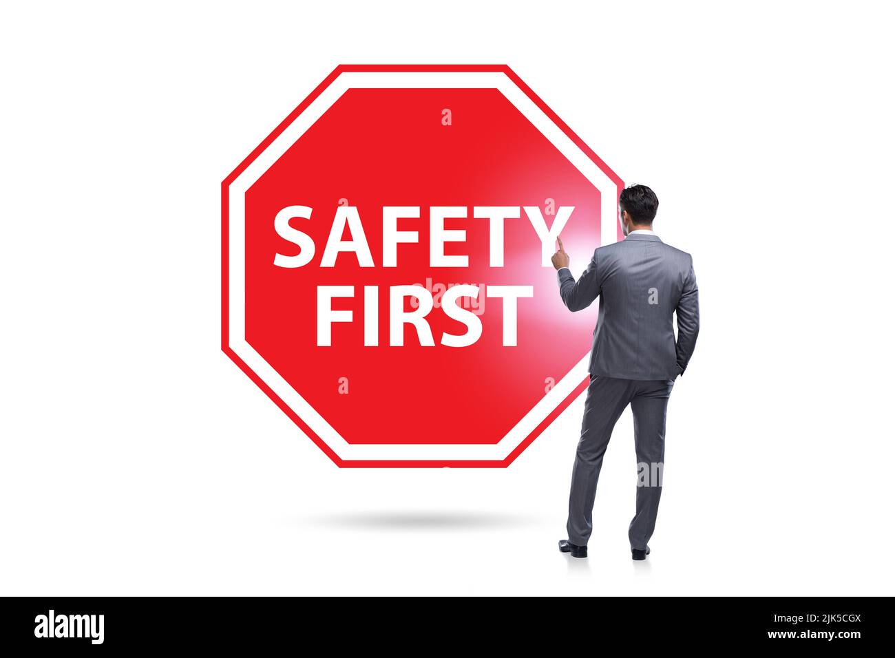 Safety first concept with the businessman Stock Photo - Alamy