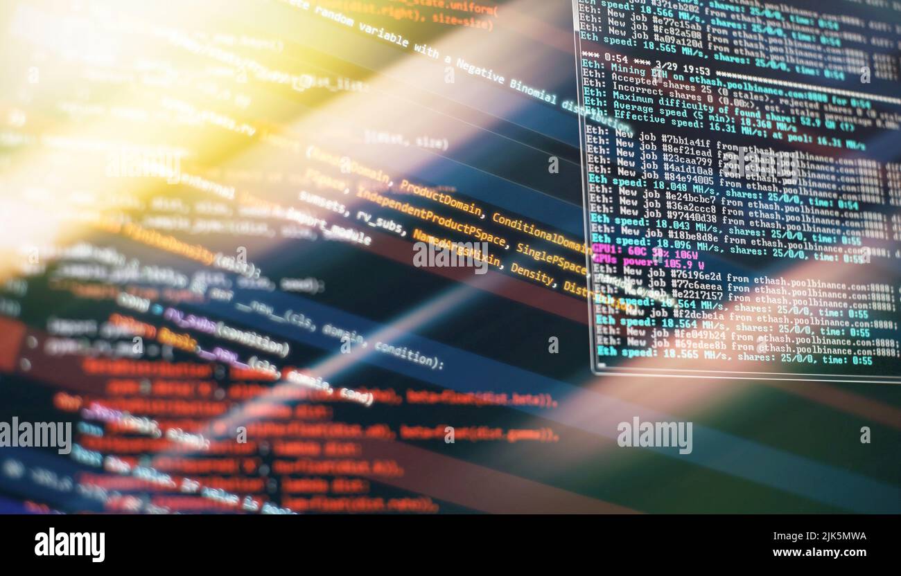 Project managers work new idea. WWW software development. Mobile app developer. Innovative startup project. Website programming code. IT business. Stock Photo