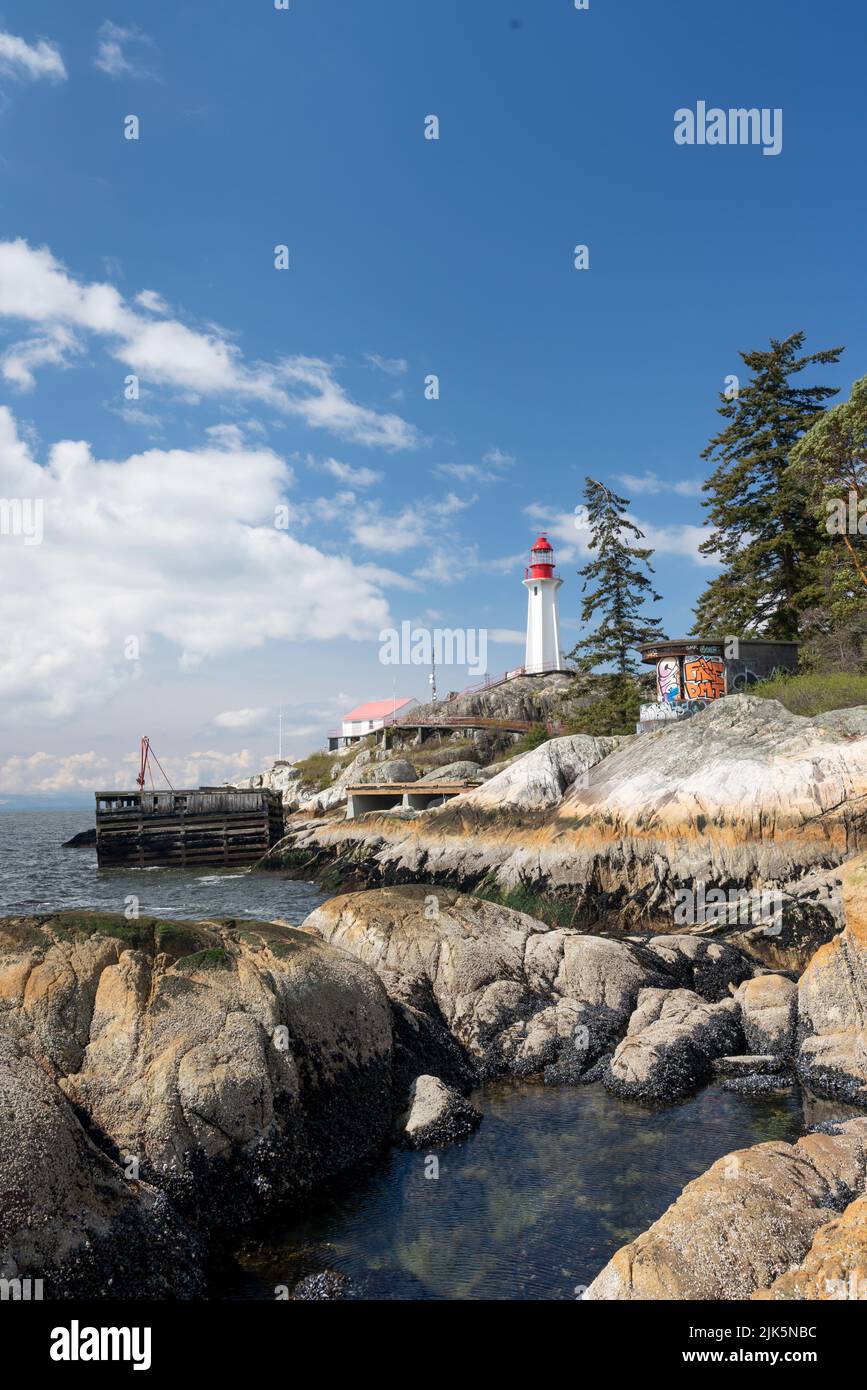 The lighthouse at Lighthouse Park in West Vancouver, British Columbia, Canada. Stock Photo