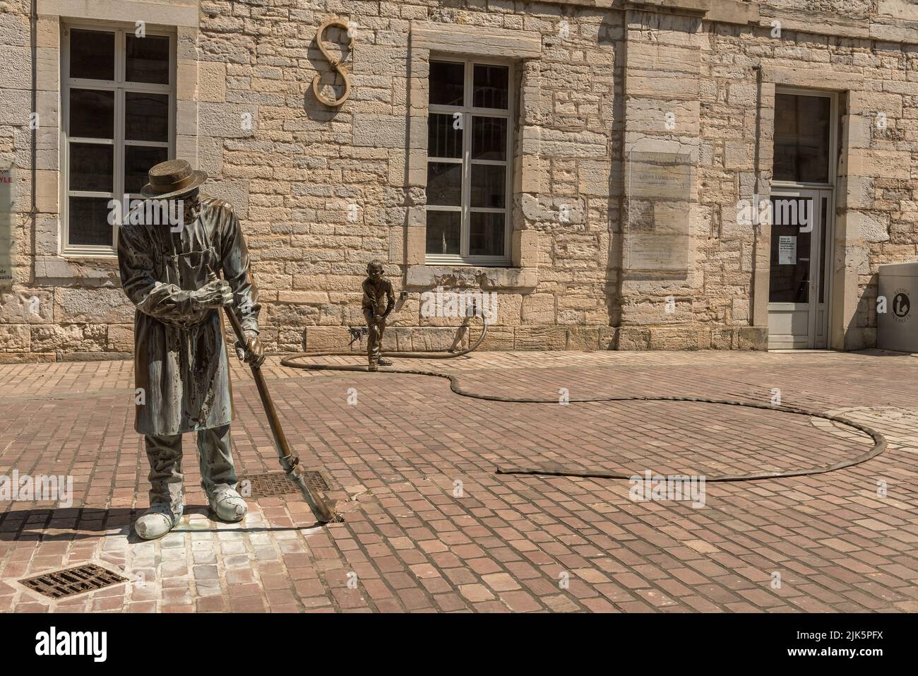 Sculpture of the sprinkler in the city center of Besancon, France Stock Photo