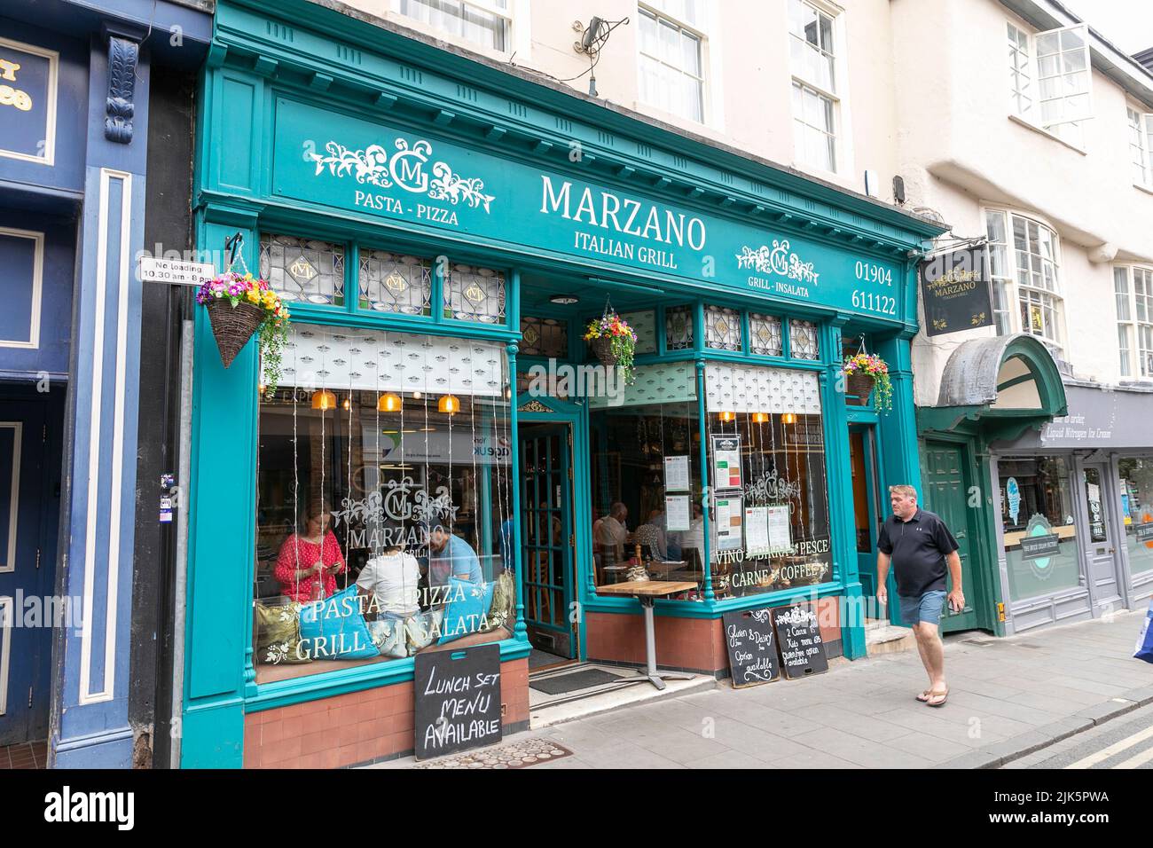 Italian restaurant Marzano n Fossgate York city centre, Yorkshire,England,Uk in summer 2022 Stock Photo
