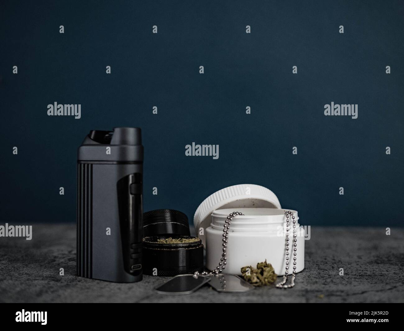 Lifestyle medical cannabis images, Cannabis users include sufferers of PTSD and chronic pain. Dry herb Vaping is the future for cannabis. Stock Photo