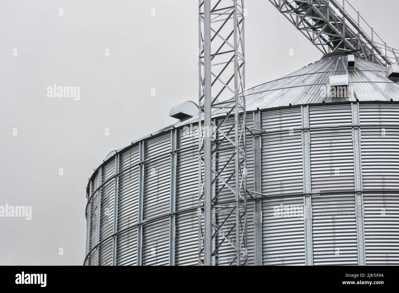 Galvanized steel silos for grain storage Stock Photo Alamy