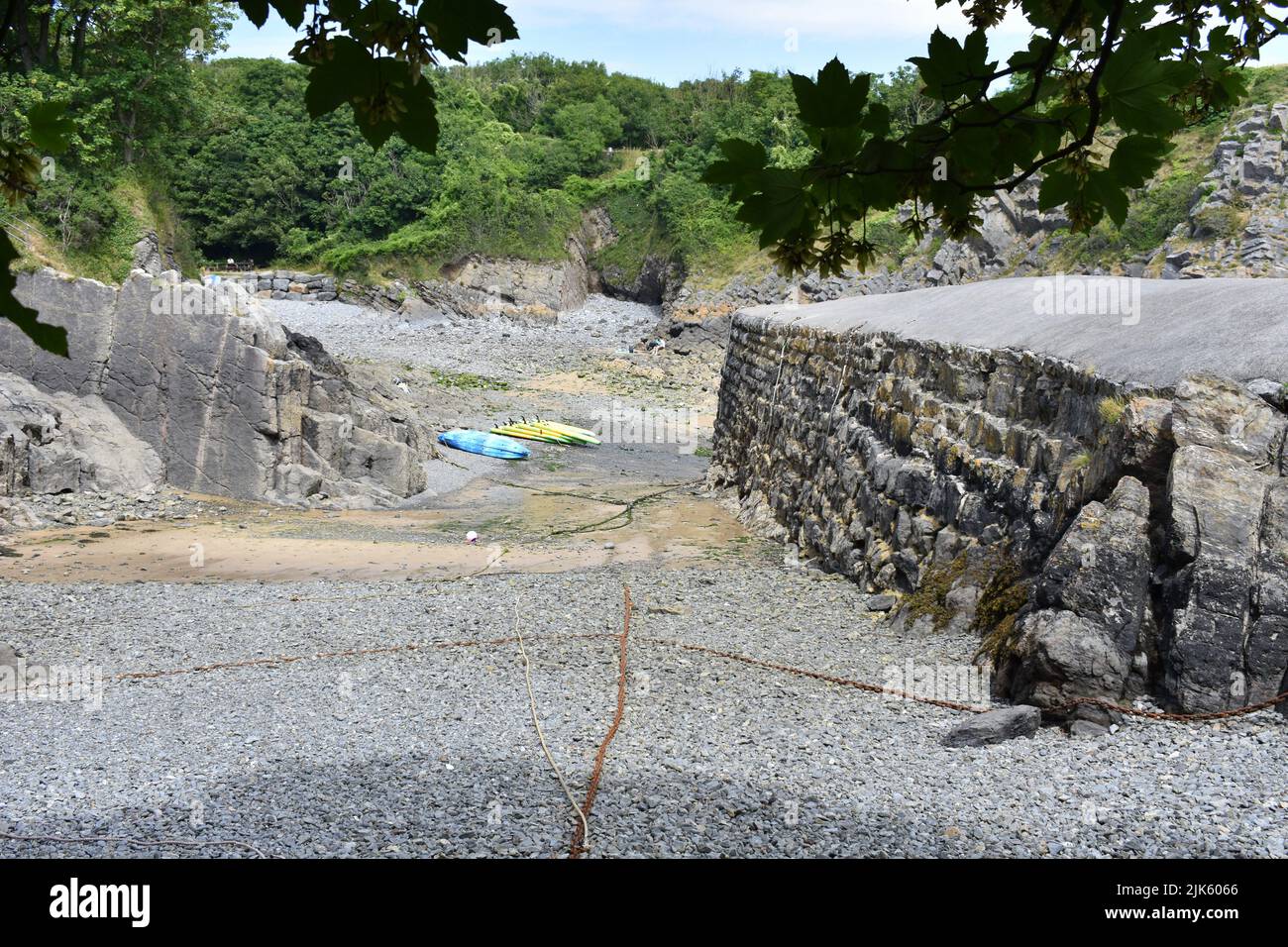 Stackpole Quay harbour at low tide, Stackpole, Pembrokeshire, Wales ...