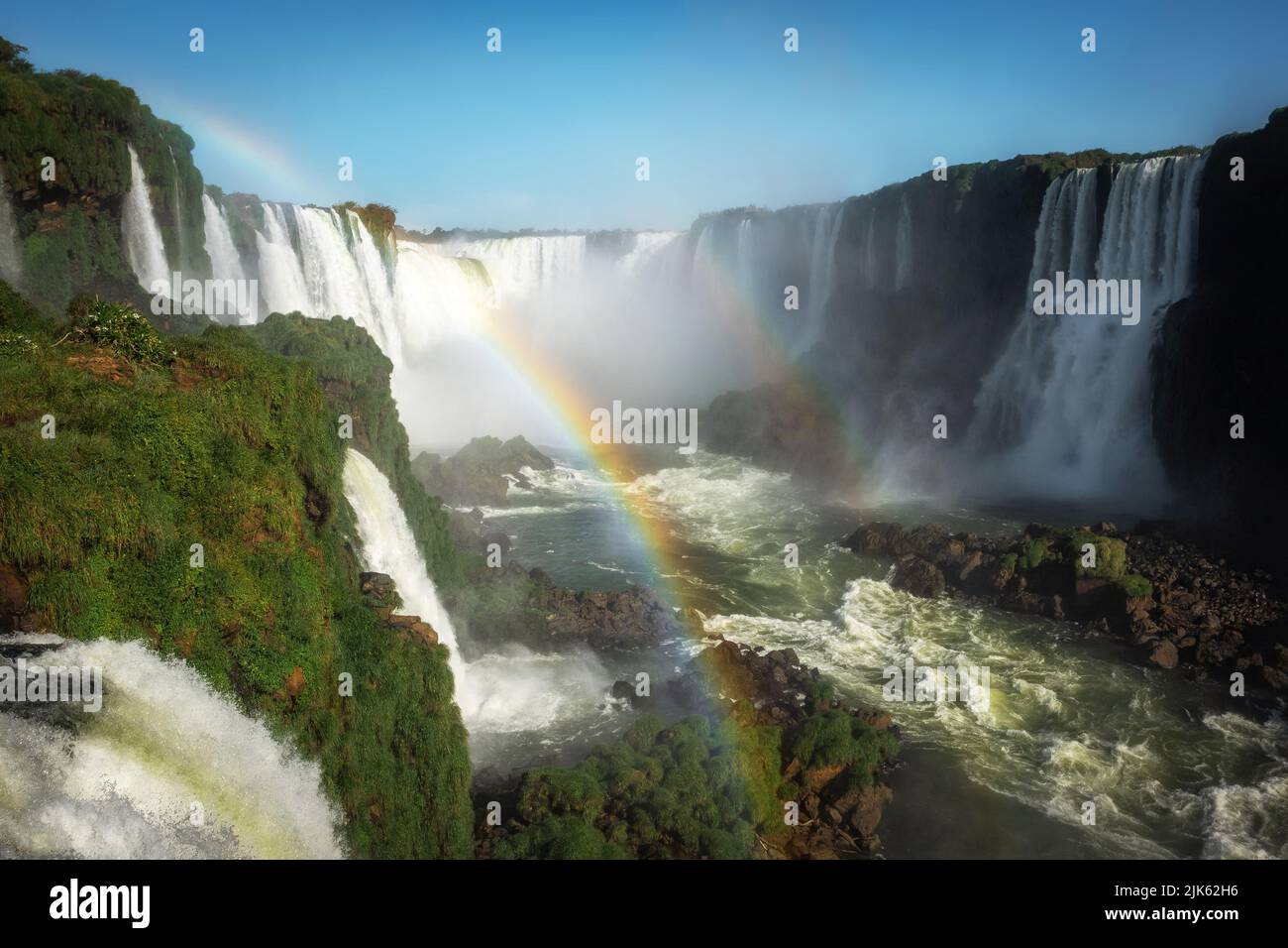 World famous Iguazu Falls on the border of Brazil and Argentina. Stock Photo