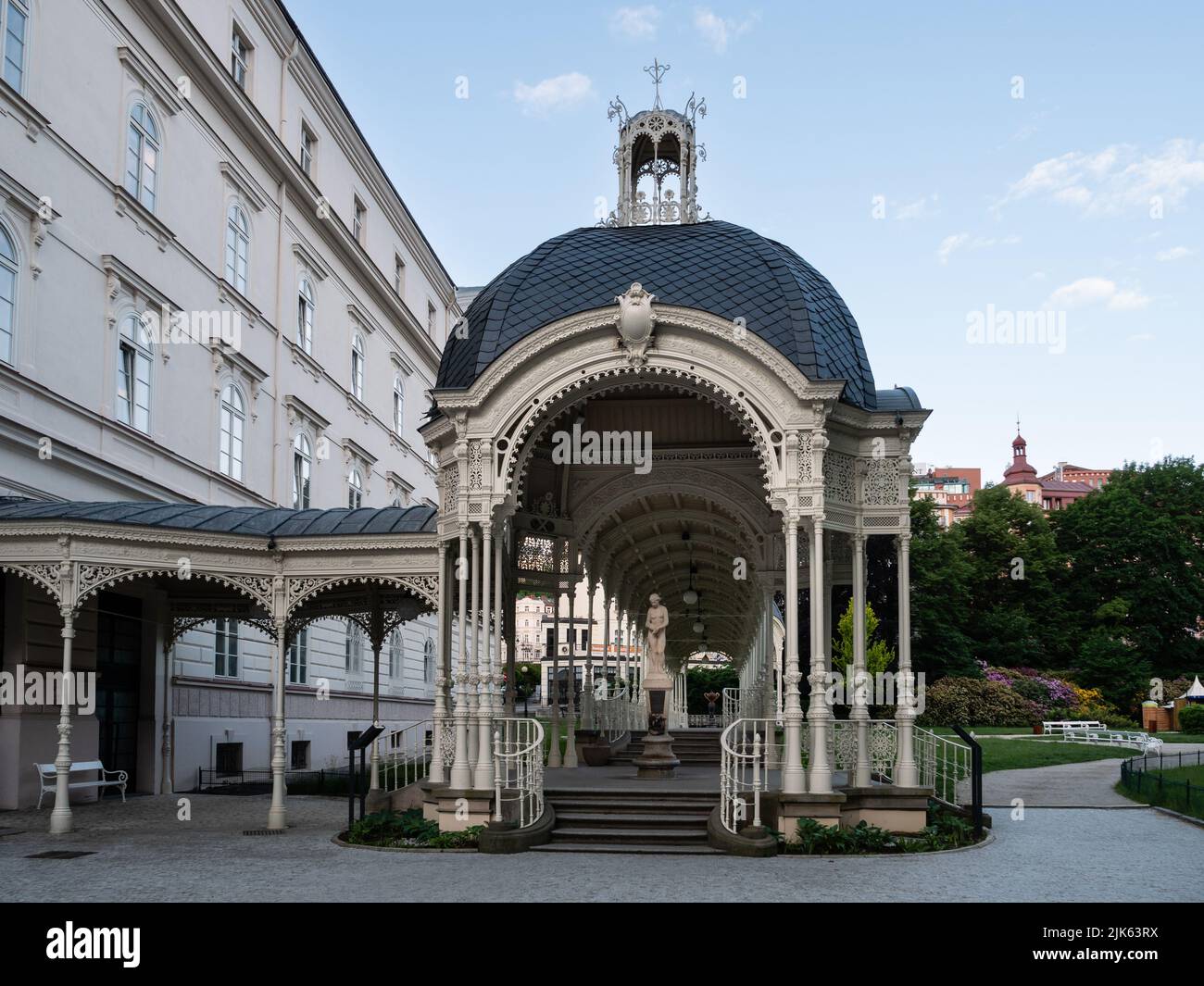 Karlovy Vary, Bohemia, Czech Republic - May 27 2022: Park Colonnade or Sadova Kolonada Stock Photo