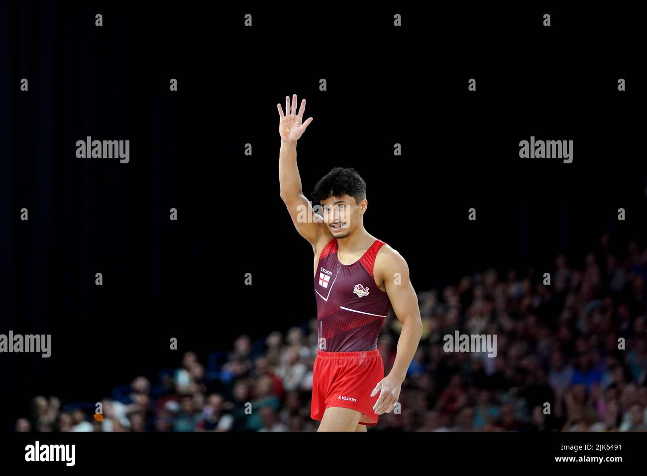 England's Jake Jarman in action during his floor rotation at Arena Birmingham on day three of