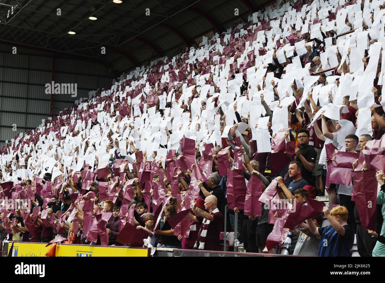 Tynecastle Park, Edinburgh.Scotland UK.30.July 22 Hearts vs Ross County Cinch Scottish Premier Match . Hearts' Fans tribute to legend Drew Busby who sadly passed away this month. Credit: eric mccowat/Alamy Live News Stock Photo