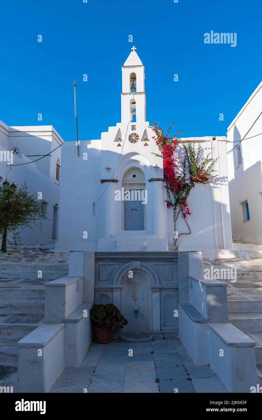 Pyrgos village (Panormos) Holy Trinity church, Tinos, Greece Stock
